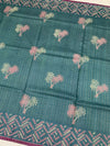 Tussore Printed Saree Light-Blue In Colour