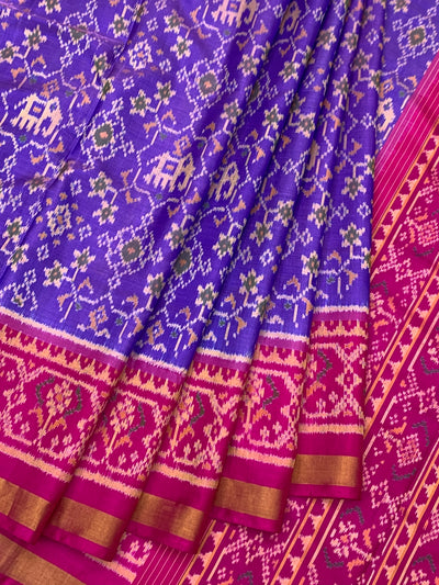 Royal Blue & Hot Pink Rajkot Patola Silk Saree