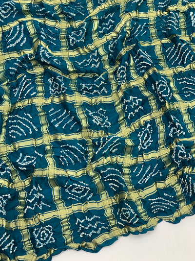 Gajji Silk Bandhani Saree Rama-Blue In Colour