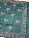 Tussore Printed Saree Light-Blue In Colour