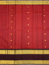 Regal Crimson Red & Deep Coffee Brown Kanjeevaram Silk Saree