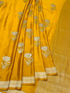 Radiant Mustard Yellow Mashru Silk Saree with Floral Buttas