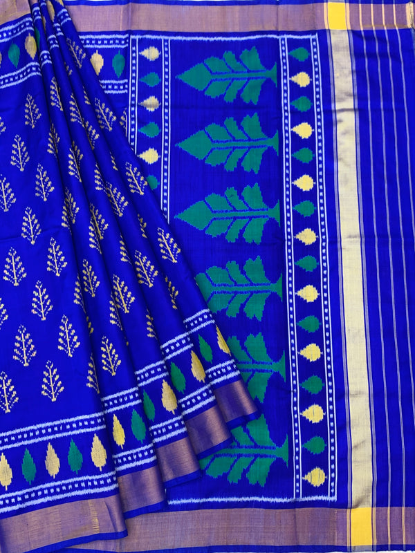 Royal Blue & Emerald Green Rajkot Patola Silk Sare