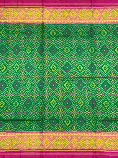 Emerald Green & Rani Pink Rajkot Patola Silk Saree