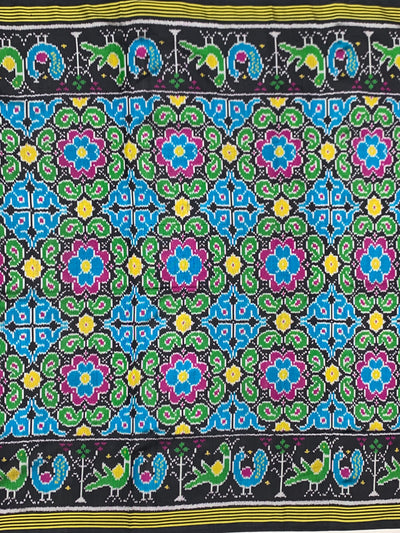 Midnight Black Vibrant Motif Patola Saree
