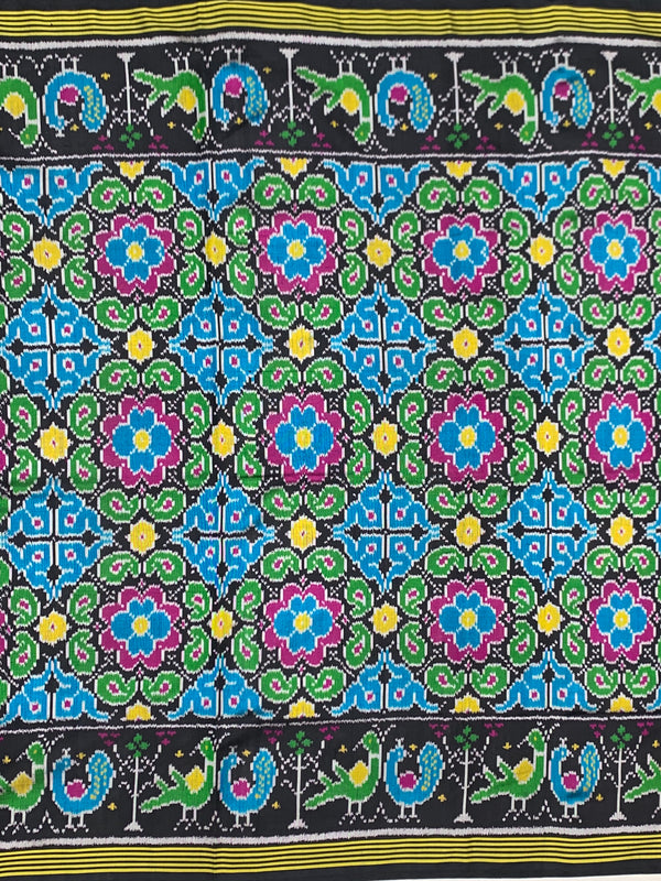 Midnight Black Vibrant Motif Patola Saree