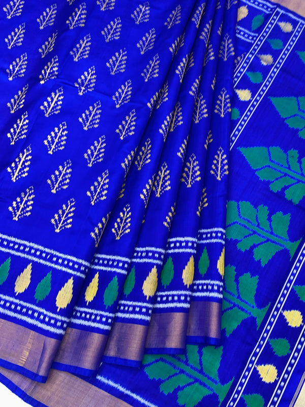 Royal Blue & Emerald Green Rajkot Patola Silk Sare