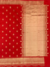 Classic Crimson Red Mashru Silk Saree with Scalloped Zari Border