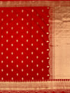 Classic Crimson Red Mashru Silk Saree with Scalloped Zari Border