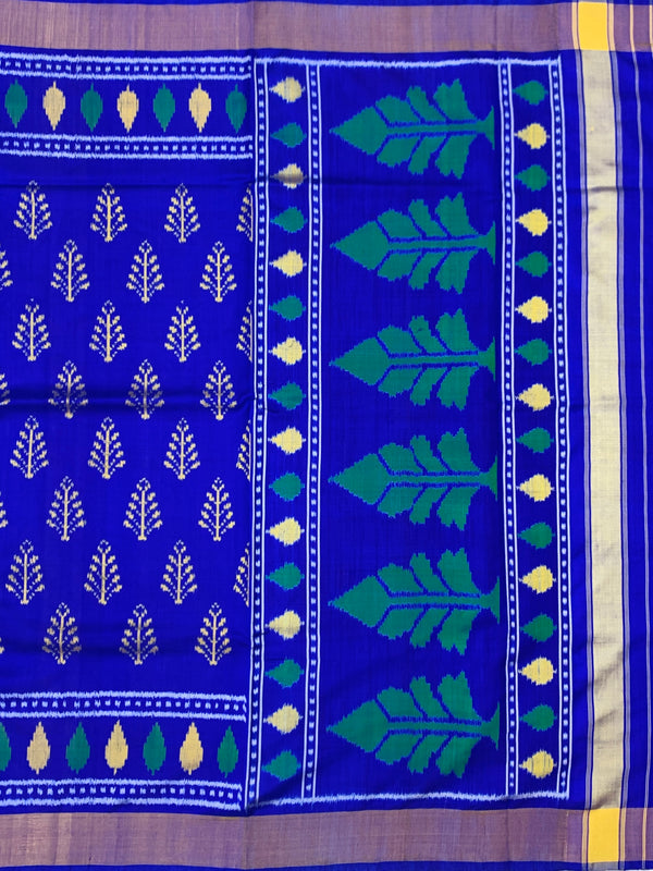 Royal Blue & Emerald Green Rajkot Patola Silk Sare