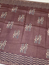 Tussore Printed Saree Dark-Mauve In Colour