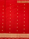 Classic Crimson Red Mashru Silk Saree with Scalloped Zari Border