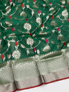 Zari Kota Saree Bottle-Green In Color