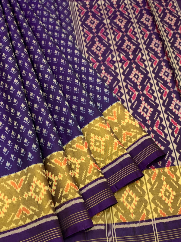 Royal Purple & Mustard Rajkot Patola Silk Saree