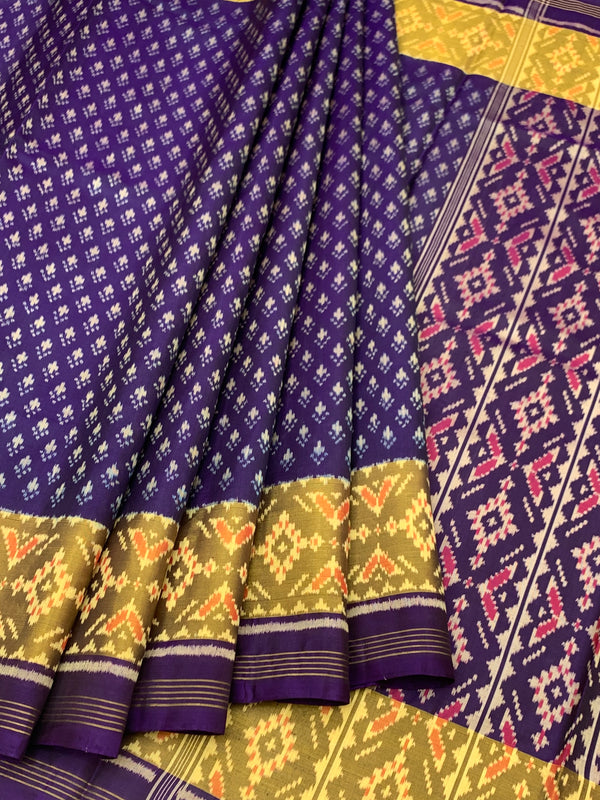 Royal Purple & Mustard Rajkot Patola Silk Saree