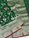 Zari Kota Saree Bottle-Green In Color