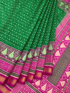 Emerald Green & Magenta Pink Rajkot Patola Silk Saree