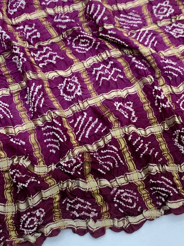 Gajji Silk Bandhani Saree Wine In Colour
