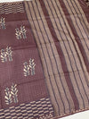 Tussore Printed Saree Dark-Mauve In Colour