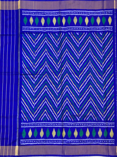 Royal Blue & Emerald Green Rajkot Patola Silk Sare
