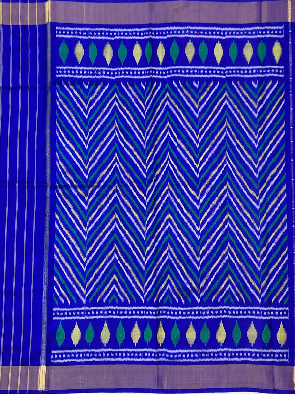 Royal Blue & Emerald Green Rajkot Patola Silk Sare