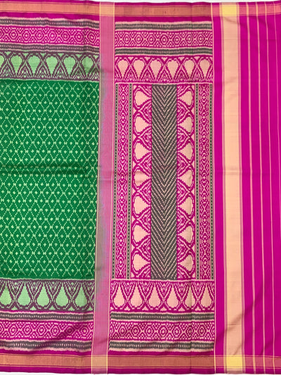 Emerald Green & Magenta Pink Rajkot Patola Silk Saree