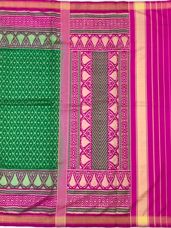 Emerald Green & Magenta Pink Rajkot Patola Silk Saree