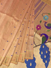 Classic Pastel Peach Paithani Silk Saree with Traditional Golden Peacock Pallu