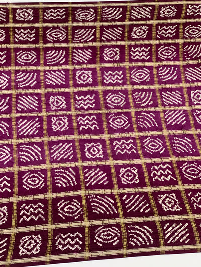 Gajji Silk Bandhani Saree Wine In Colour