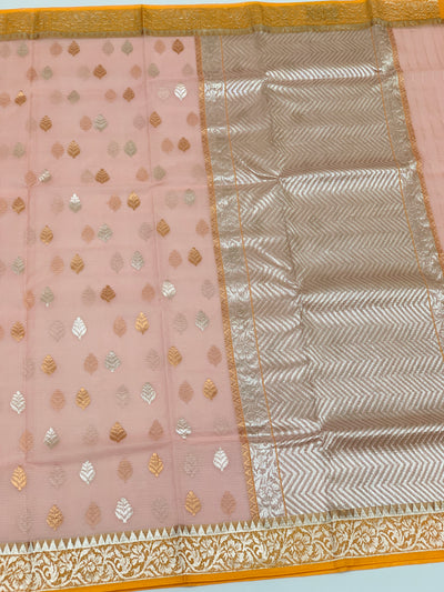 Zari Kota Saree Peach In Color