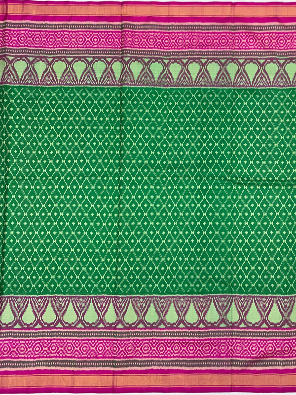 Emerald Green & Magenta Pink Rajkot Patola Silk Saree