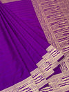 Vivid Violet Mashru Silk Saree with Abstract Gold Zari Pattern