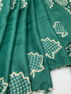 Exquisite Sea-Green Tussore Embroidery Saree