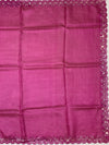 Vibrant Magenta Tussore Silk Saree with Micro-Dashes & Sequin Scallop Border