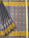 Charcoal Grey & Mustard Yellow Rajkot Patola Silk Saree