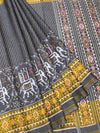 Charcoal Grey & Mustard Yellow Rajkot Patola Silk Saree