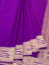 Vivid Violet Mashru Silk Saree with Abstract Gold Zari Pattern