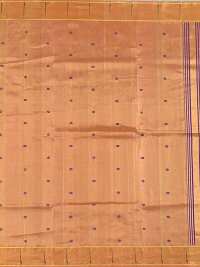 Classic Pastel Peach Paithani Silk Saree with Traditional Golden Peacock Pallu