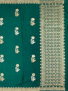 Regal Teal Green Mashru Silk Saree with Floral Buttas & Geometric Zari Pallu