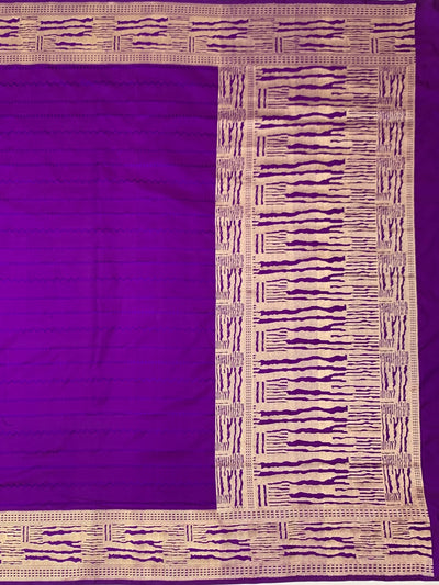 Vivid Violet Mashru Silk Saree with Abstract Gold Zari Pattern
