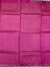 Vibrant Magenta Tussore Silk Saree with Micro-Dashes & Sequin Scallop Border