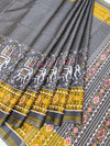 Charcoal Grey & Mustard Yellow Rajkot Patola Silk Saree