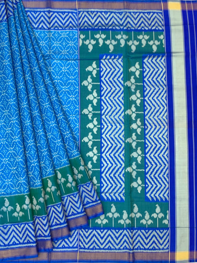 Cerulean Blue & Teal Rajkot Patola Silk Saree