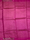 Vibrant Magenta Tussore Silk Saree with Micro-Dashes & Sequin Scallop Border