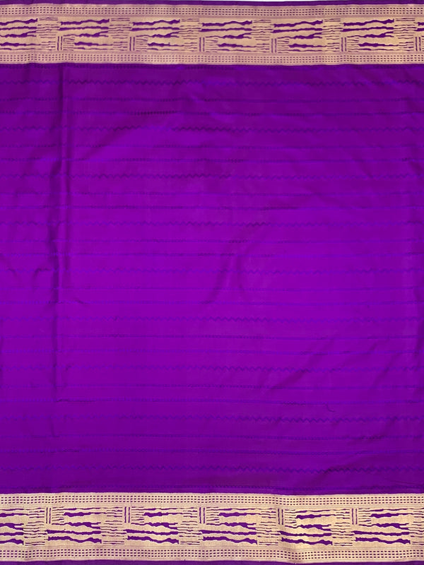 Vivid Violet Mashru Silk Saree with Abstract Gold Zari Pattern