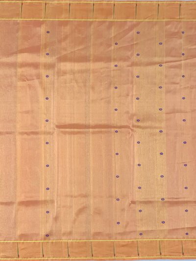 Classic Pastel Peach Paithani Silk Saree with Traditional Golden Peacock Pallu