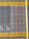 Charcoal Grey & Mustard Yellow Rajkot Patola Silk Saree