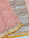 Zari Kota Saree Peach In Color