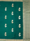 Regal Teal Green Mashru Silk Saree with Floral Buttas & Geometric Zari Pallu