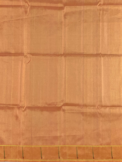 Classic Pastel Peach Paithani Silk Saree with Traditional Golden Peacock Pallu